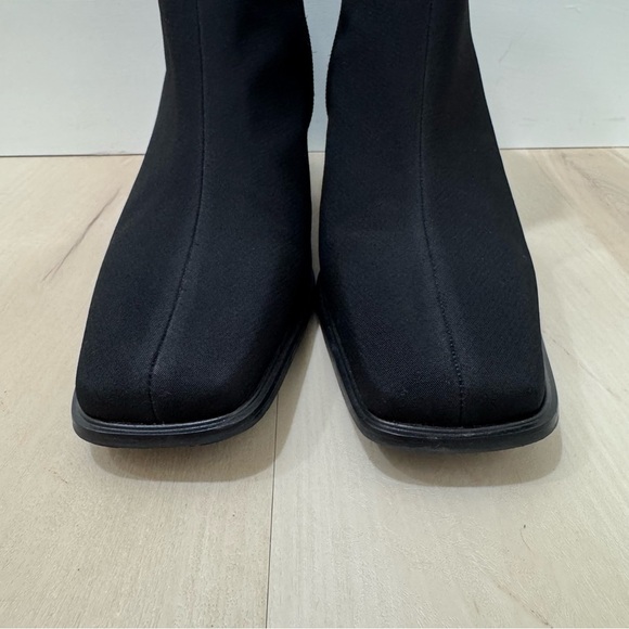 EUC Stewart Weitzman Windy Gore-Tex Black Bootie Boots Women's 9B Square Toe - Picture 2 of 14